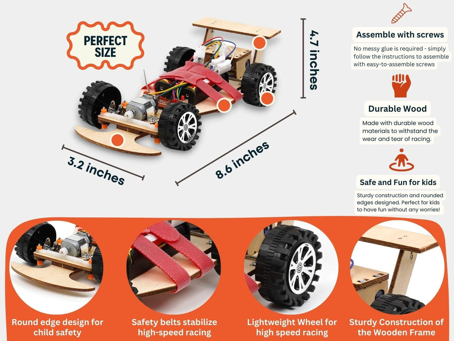 Pica Toys Wooden F1 Racing Car Kit – Remote Control STEM Build (Red)