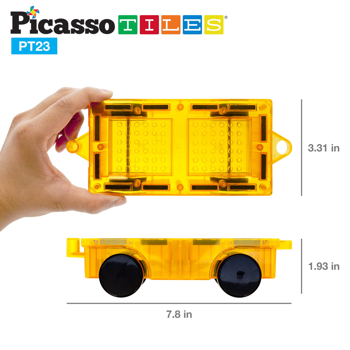 PicassoTiles Magnetic Car Play Set with Action Figures – STEM Vehicle Toy for Kids 3+