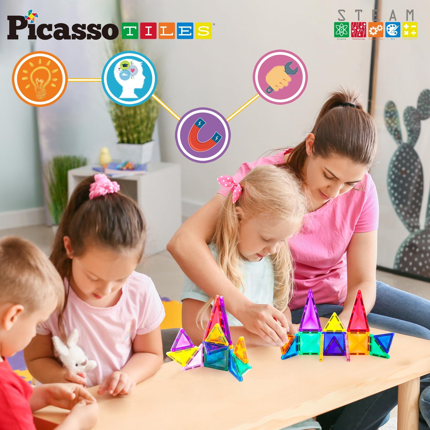 PicassoTiles Travel Size Mini Diamond Magnetic Blocks PTM13 – Portable STEM Toy (3+)