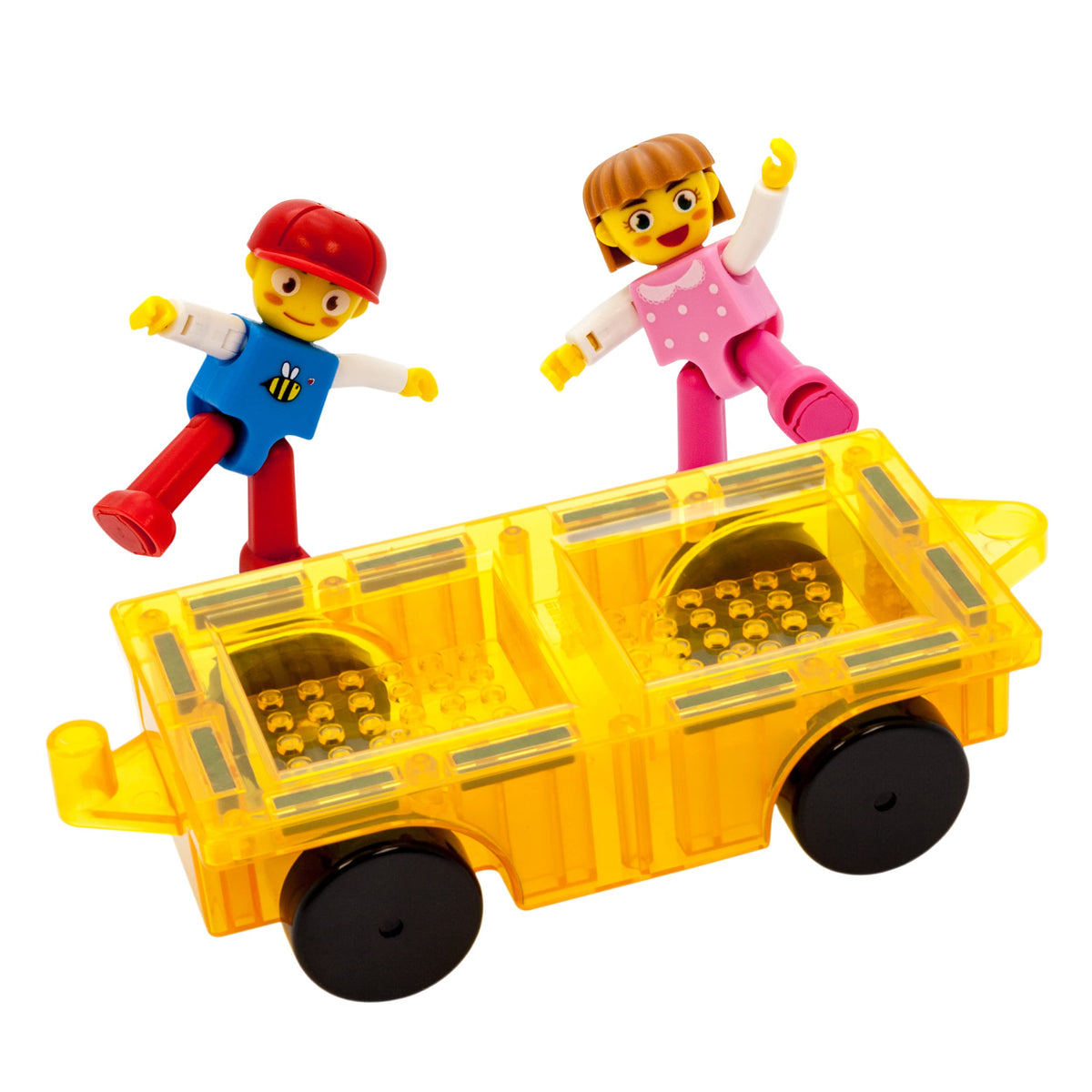 PicassoTiles Magnetic Car Play Set with Action Figures – STEM Vehicle Toy for Kids 3+