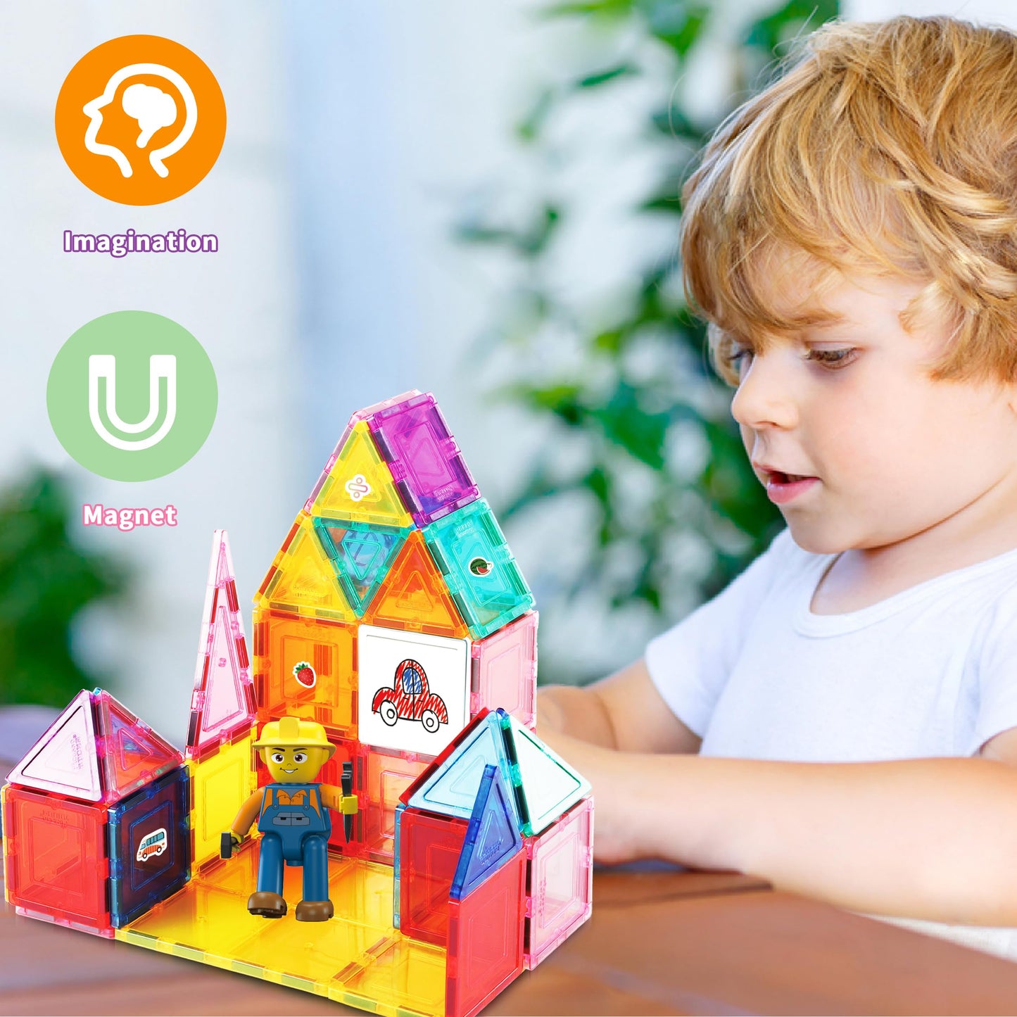 PicassoTiles Mega Magnetic Building Block Set – 350 Pieces, Cars & Whiteboard | STEM Toy for Ages 3+