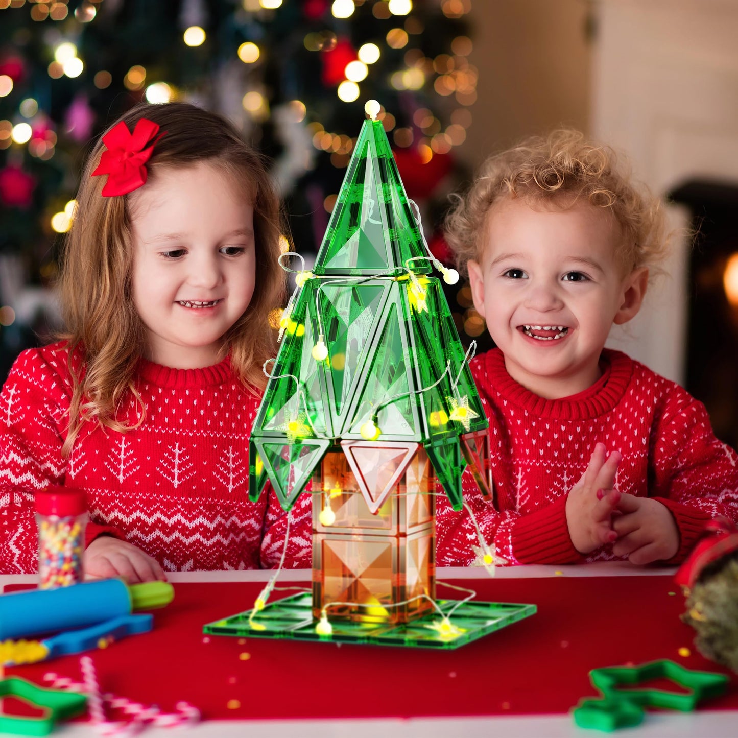 PicassoTiles 106pc Magnetic Tiles LED Light-Up Tree – STEM Toy for Kids 3+ | PT106