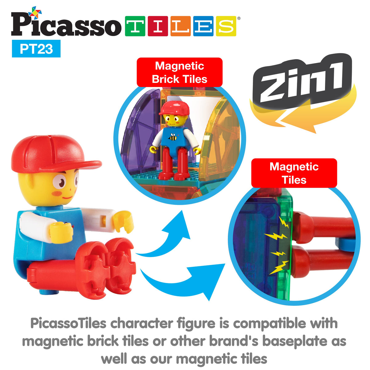 PicassoTiles Magnetic Car Play Set with Action Figures – STEM Vehicle Toy for Kids 3+