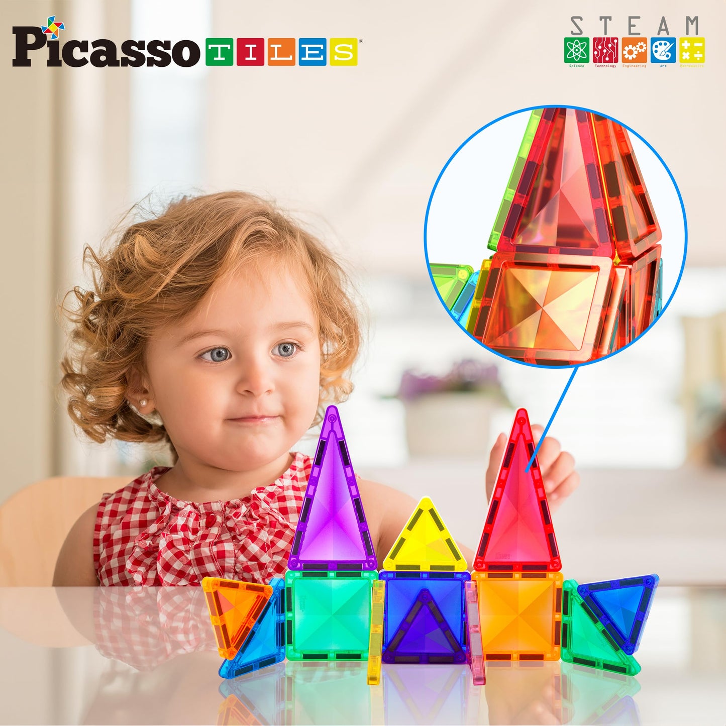 PicassoTiles Travel Size Mini Diamond Magnetic Blocks PTM13 – Portable STEM Toy (3+)