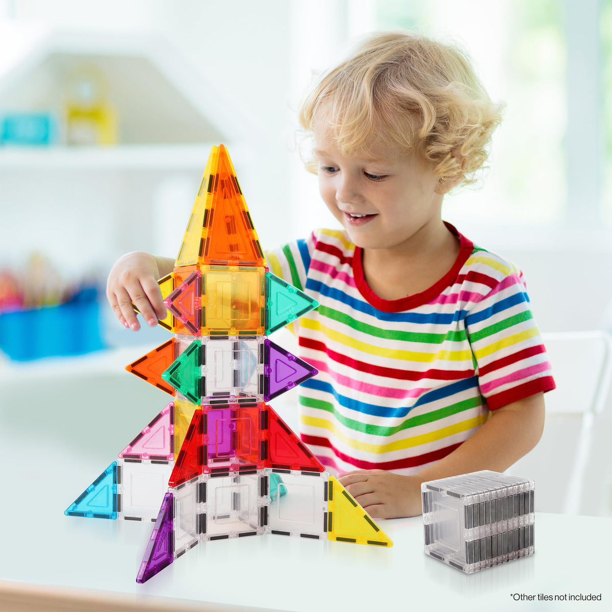 PicassoTiles Clear Magnetic Tile Expansion Set – STEM Construction Toy for Kids 3+