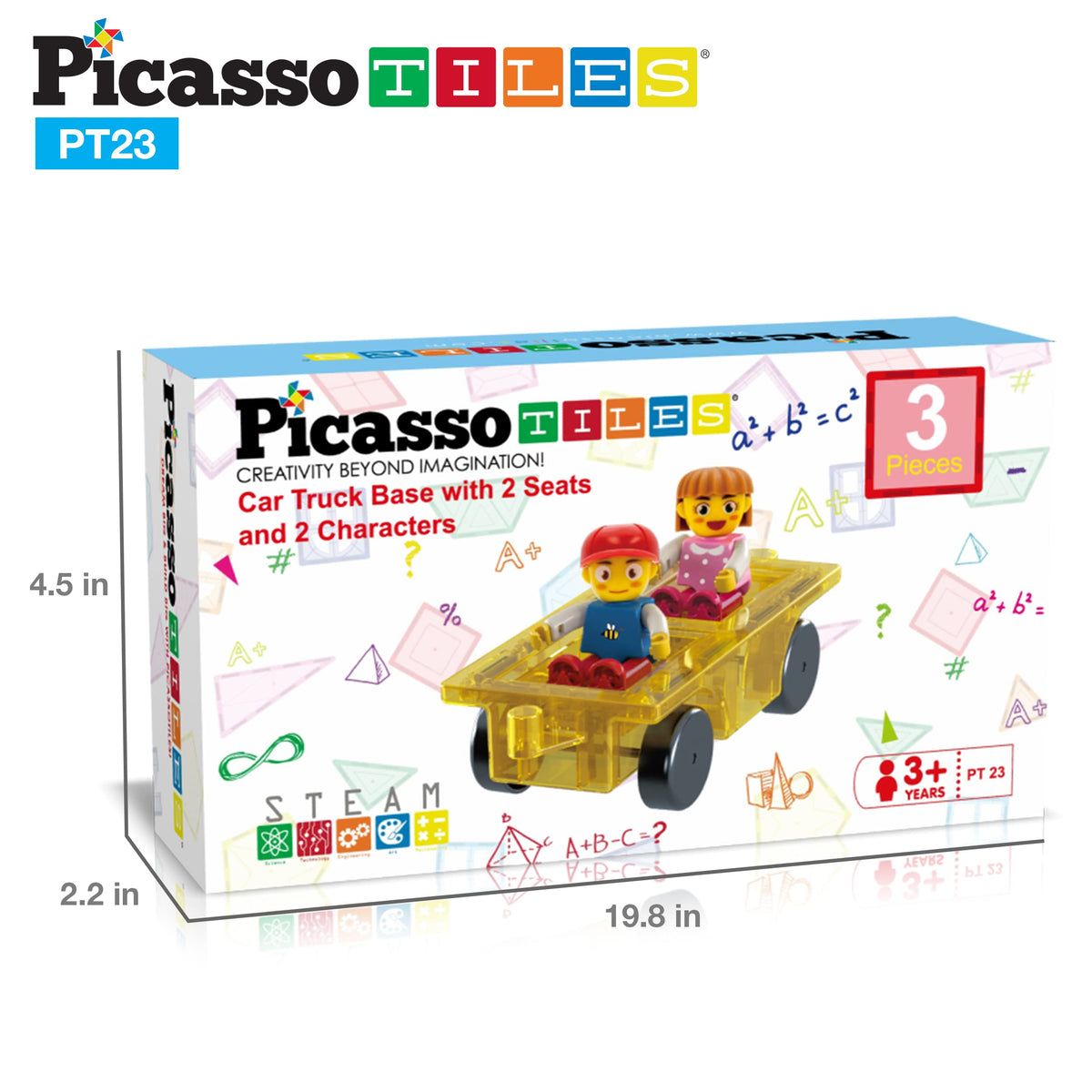 PicassoTiles Magnetic Car Play Set with Action Figures – STEM Vehicle Toy for Kids 3+
