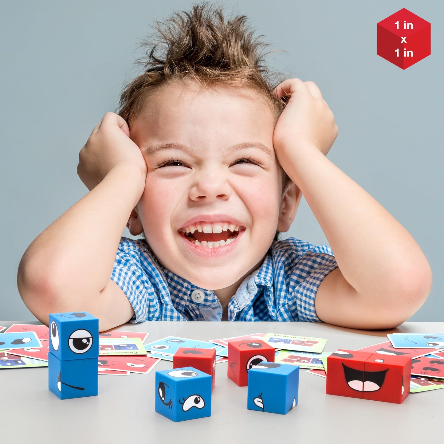 PicassoTiles Magnetic Expression Puzzle Cubes – 8-Piece Emoticon Blocks for STEM & Preschool