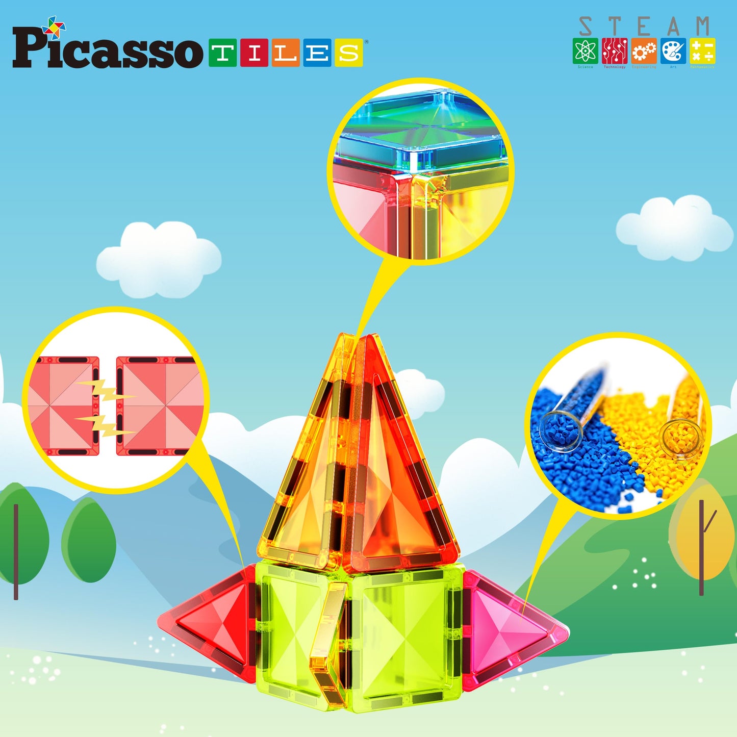 PicassoTiles Travel Size Mini Diamond Magnetic Blocks PTM13 – Portable STEM Toy (3+)