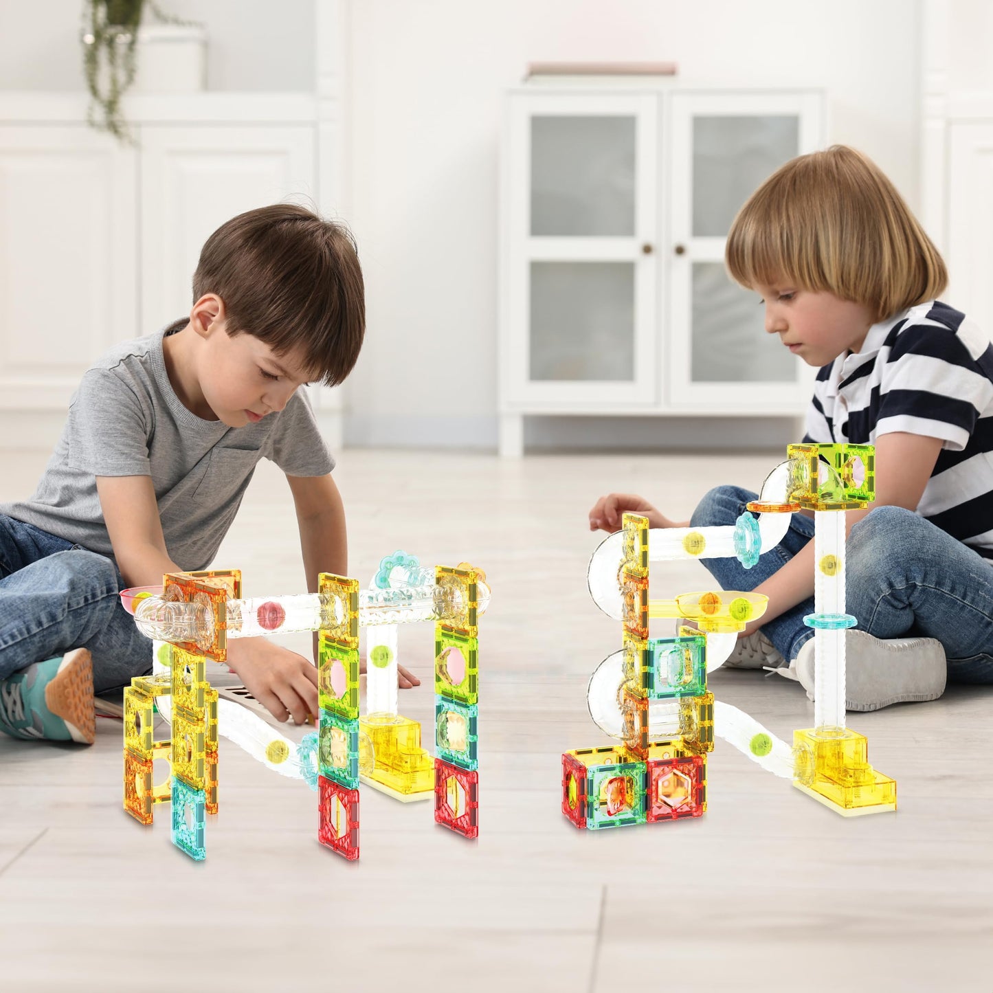 PicassoTiles 100pc Marble Run Travel Set – Magnetic Tile Blocks for On-The-Go STEM Play