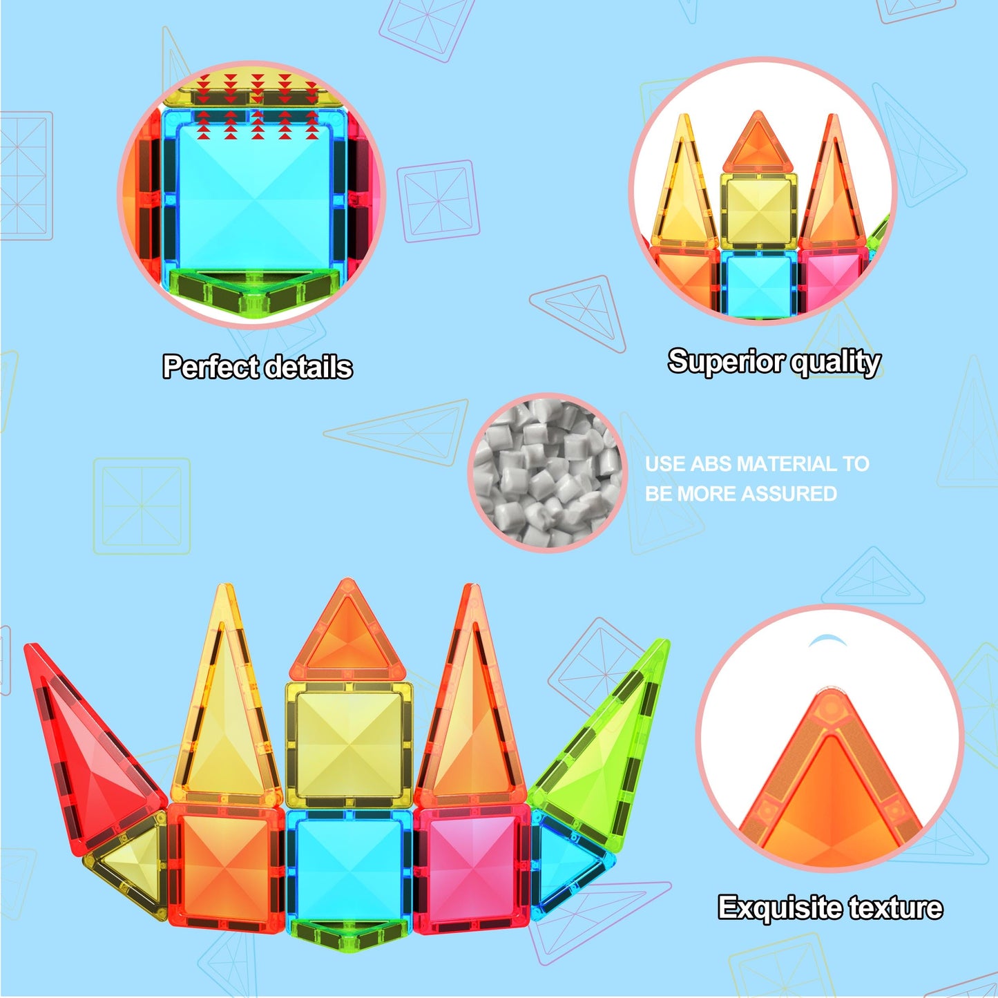 PicassoTiles Magnetic Tile 24pc Mini Diamond Set — Travel-Size STEM Toy for Kids 3+