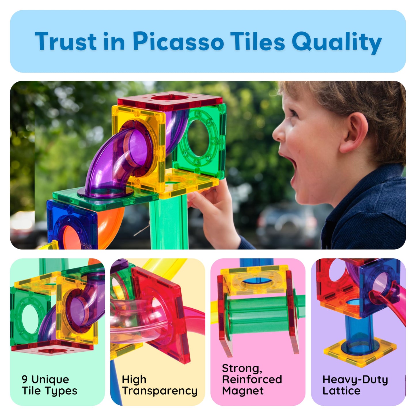 PicassoTiles 100pc Magnetic Marble Run Set – STEM Building Toy PTG100