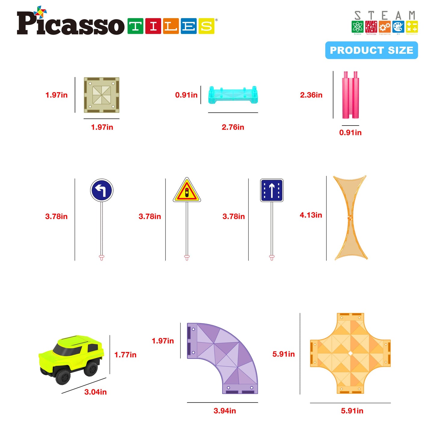 PicassoTiles PTMR40 Race Car Track – Magnetic Travel Toy for Toddlers (Ages 3+)