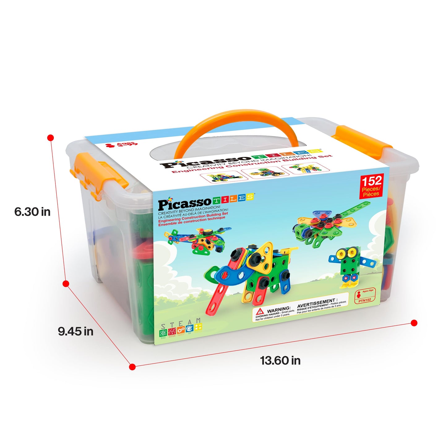 PicassoTiles 152pc STEM Construction Toy for Kids 3+ | Power Drill, Ratchet & Idea Book