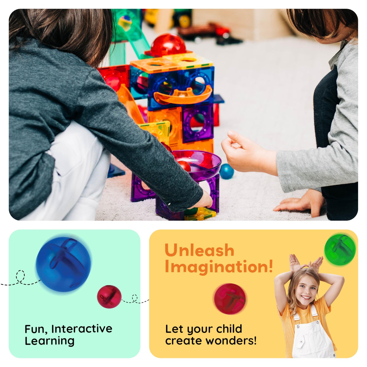 PicassoTiles 100pc Magnetic Marble Run Set – STEM Building Toy PTG100