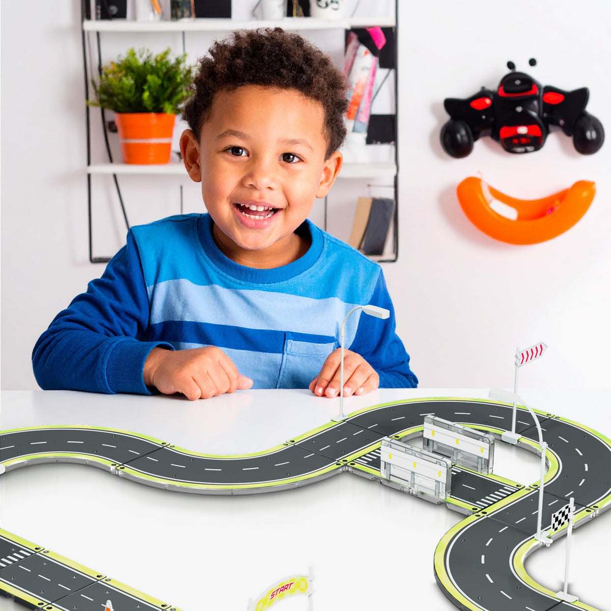 PicassoTiles Magnet Tile Highway Set – 28pc Traffic & Street Sign Kit for Ages 3+