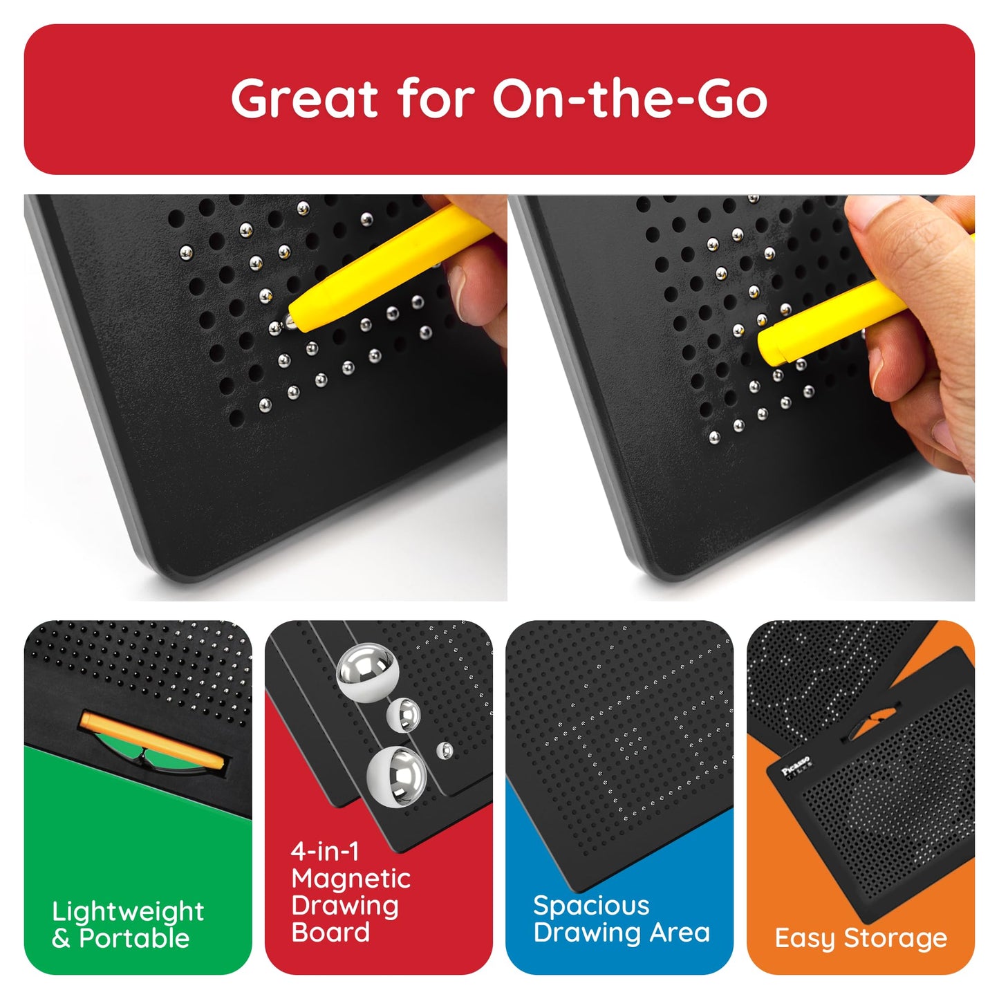 PicassoTiles 2PK 4-in-1 Magnetic Drawing Board – 12x10 Inch Large STEM Learning Pad with Four Faces (Lowercase, Uppercase, Numbers & Freestyle) – PTB06
