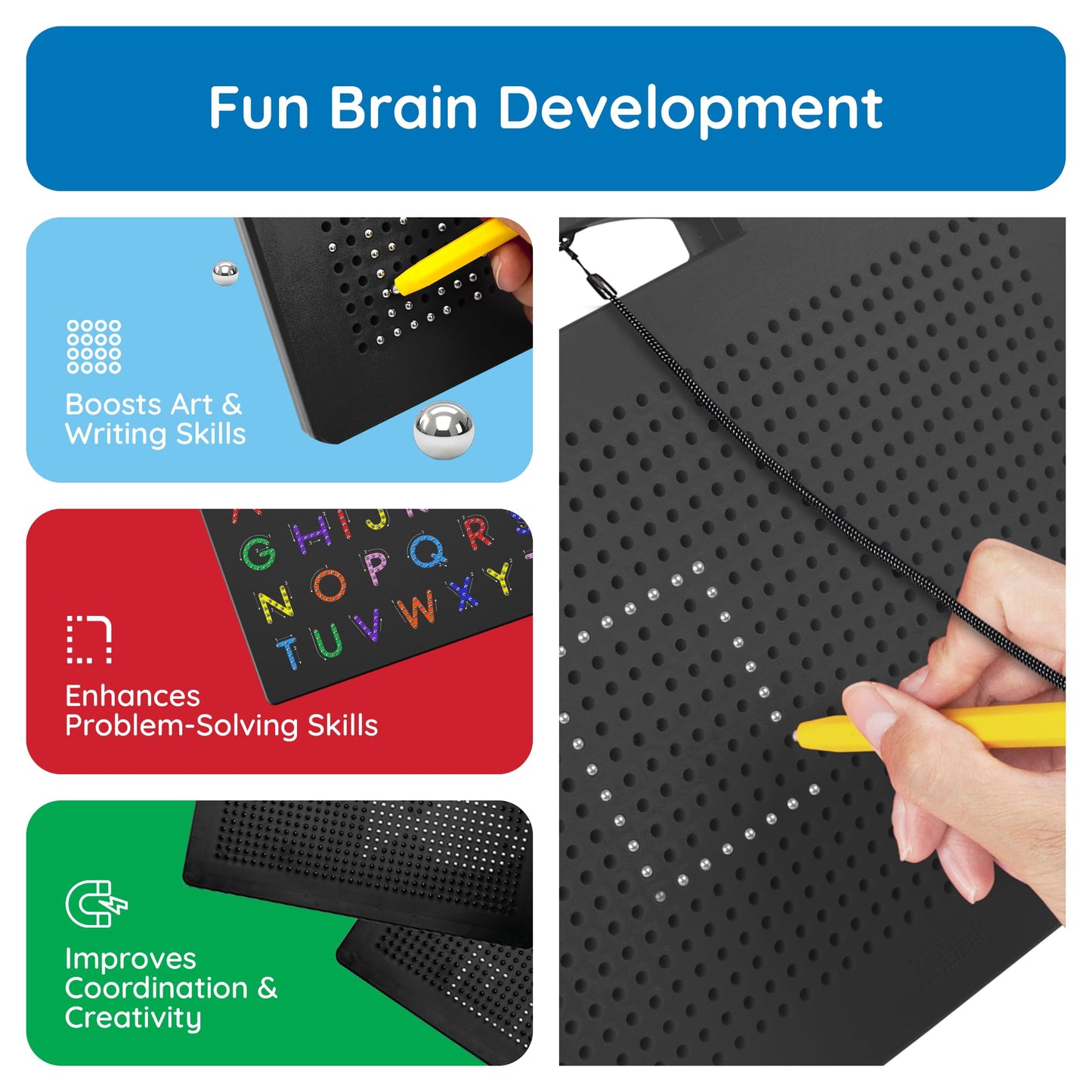 PicassoTiles 2PK 4-in-1 Magnetic Drawing Board – 12x10 Inch Large STEM Learning Pad with Four Faces (Lowercase, Uppercase, Numbers & Freestyle) – PTB06