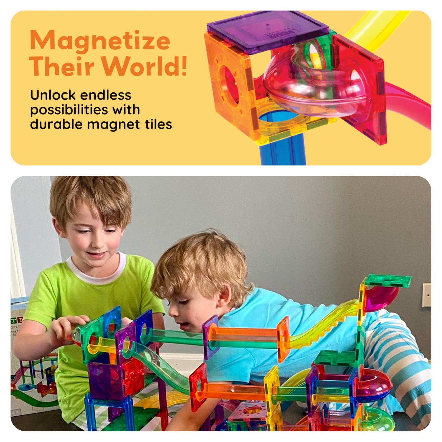 PicassoTiles 100pc Magnetic Marble Run Set – STEM Building Toy PTG100