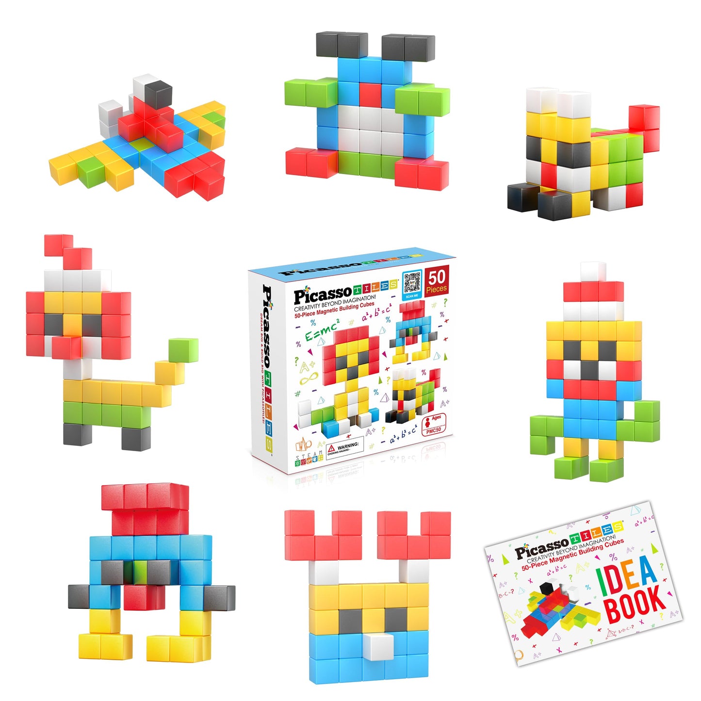 PicassoTiles 1 inch Magnetic Puzzle Cube – Mix & Match STEM Building Blocks & Sensory Toy Set