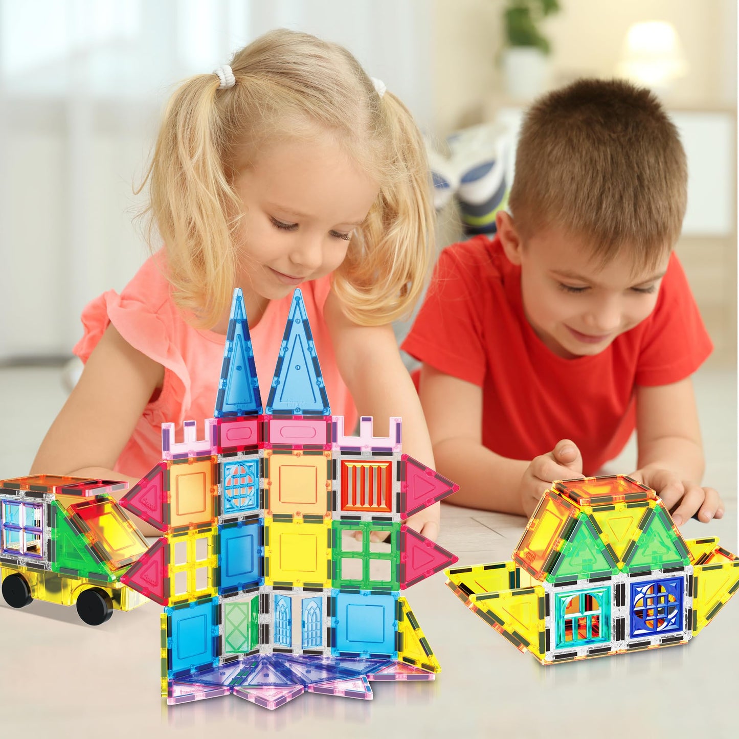 PicassoTiles 101-Piece Magnetic Tile Set | STEM Building Toys for Kids 3+