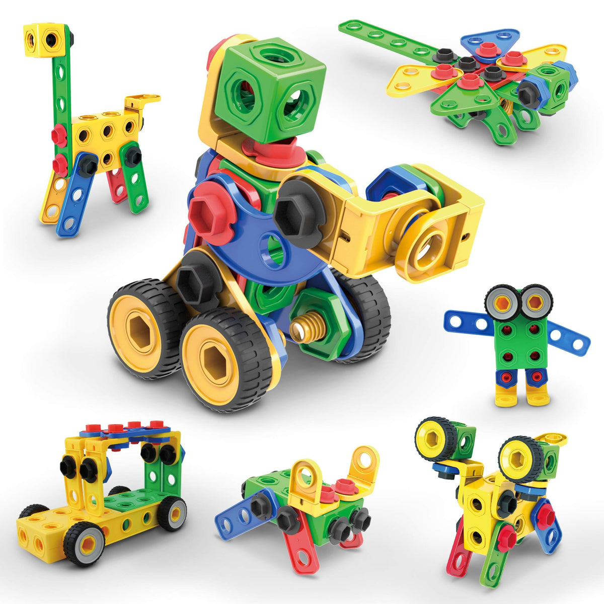 PicassoTiles 105-Piece STEM Building Set for Kids 3+ | Construction Kit with Idea Book & Power Drill