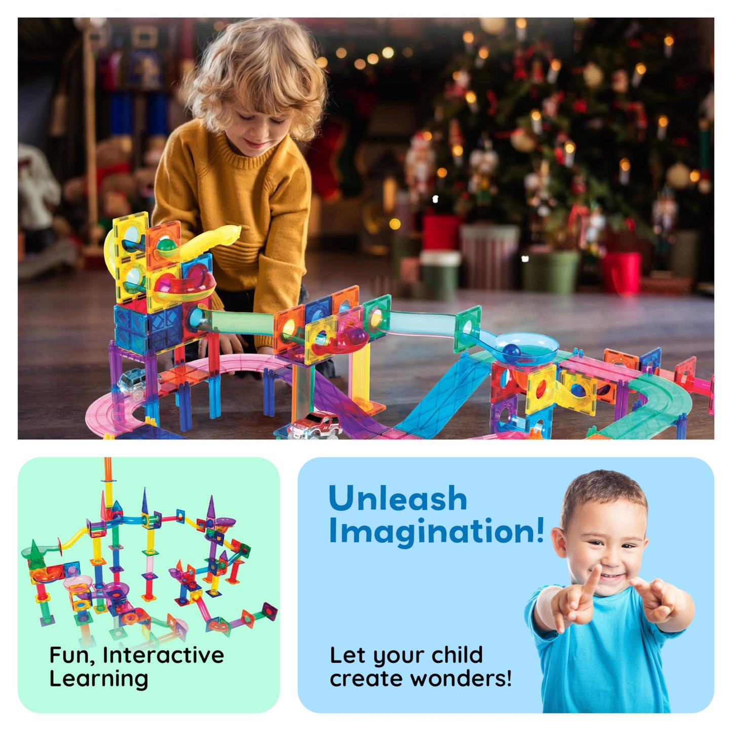 PicassoTiles 108pc Magnetic Marble Run Set – 3-in-1 STEM Building Toy for Kids 3+ (PTG108)