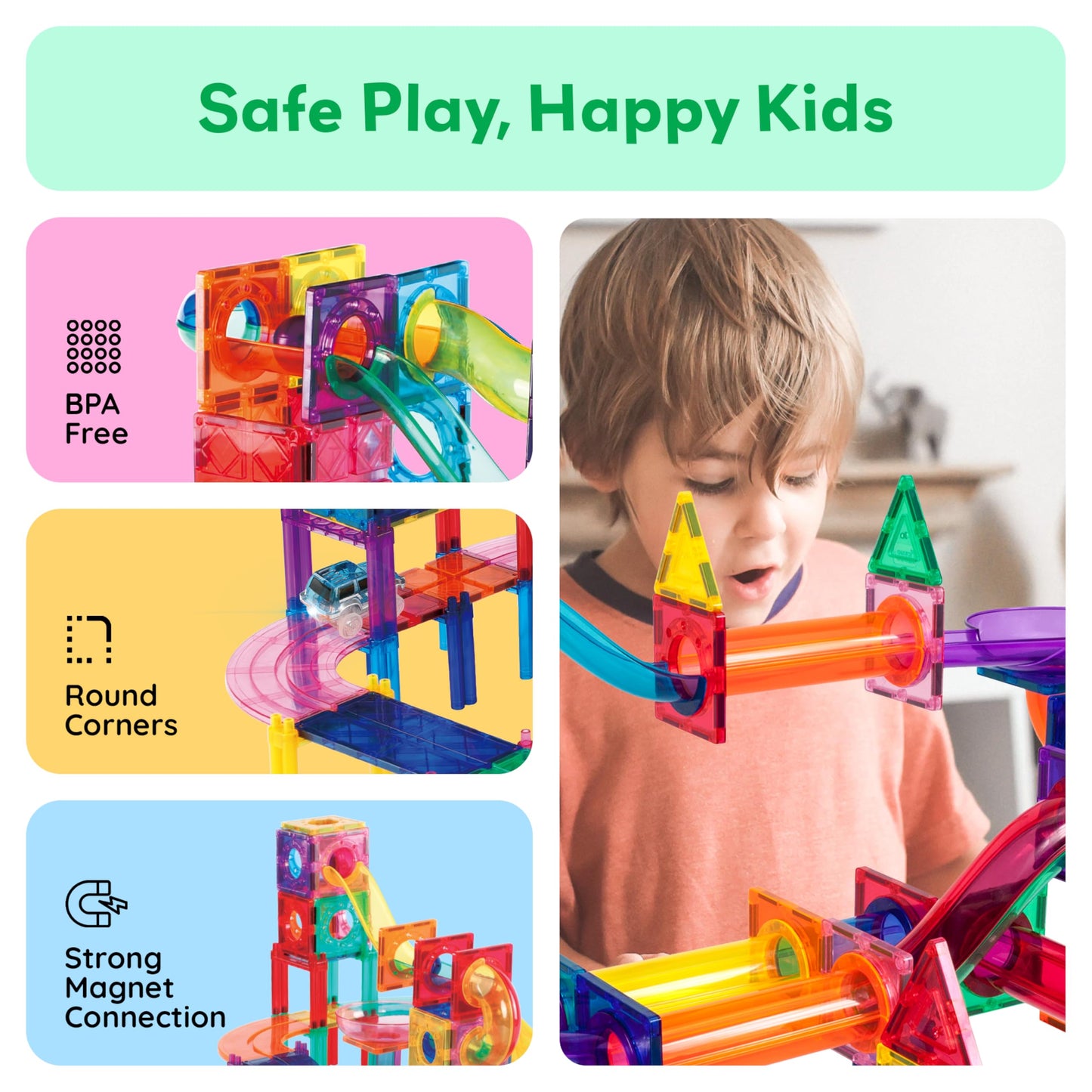 PicassoTiles 108pc Magnetic Marble Run Set – 3-in-1 STEM Building Toy for Kids 3+ (PTG108)