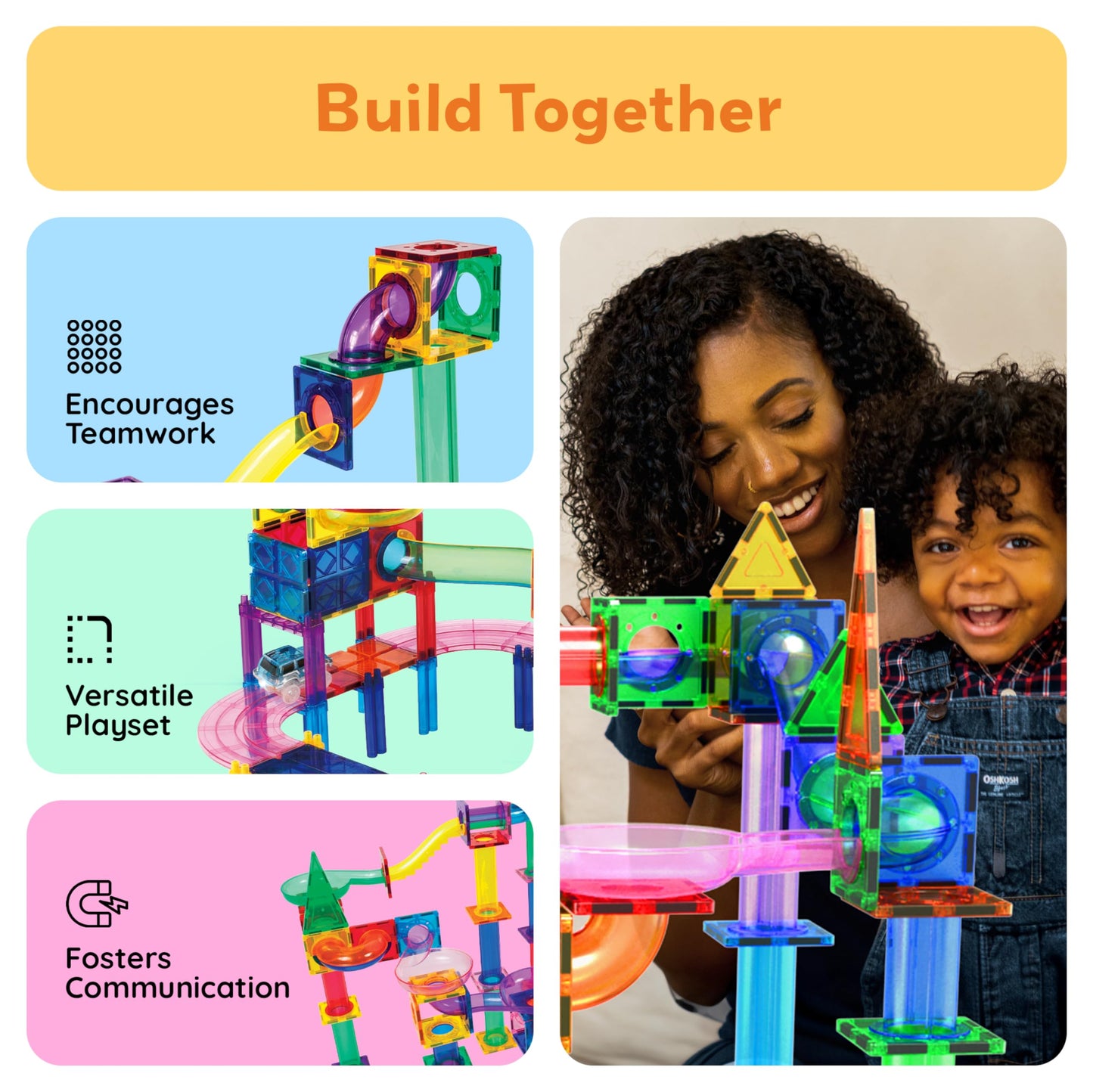 PicassoTiles 108pc Magnetic Marble Run Set – 3-in-1 STEM Building Toy for Kids 3+ (PTG108)