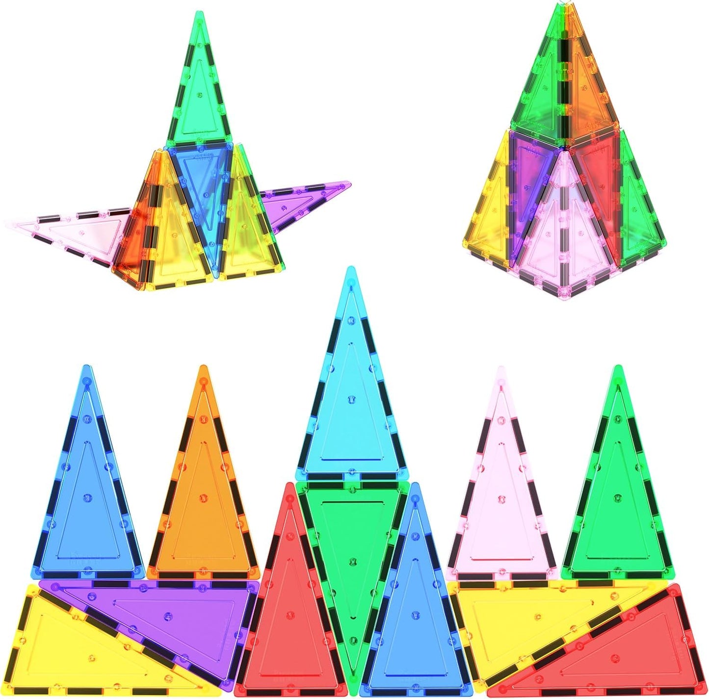 PicassoTiles 12pc Isosceles Triangle Magnet Tiles – STEM Building Set Expansion