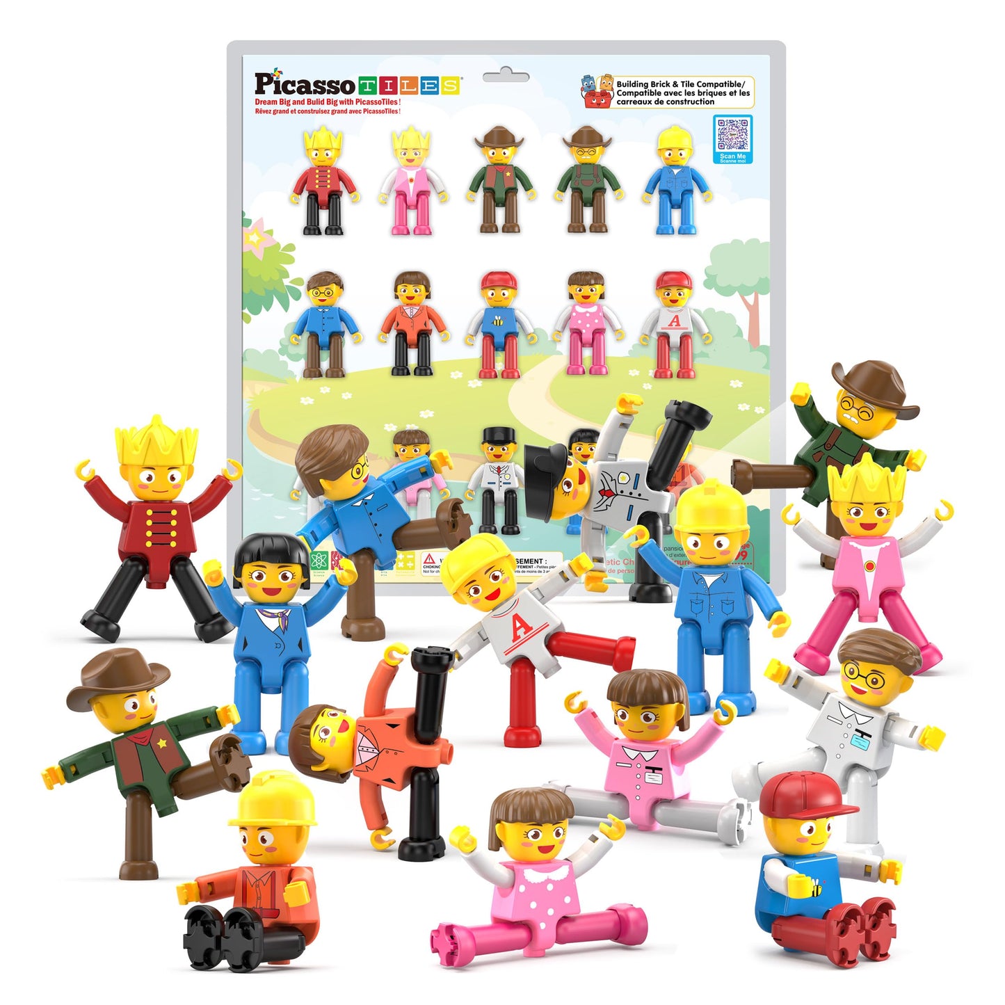 PicassoTiles Magnetic Figure Playset – 15pc Rotatable Characters for Creative Building & STEM Fun