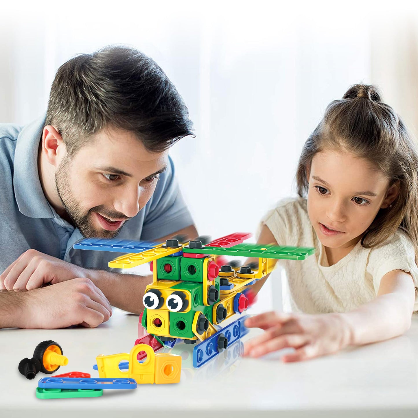 PicassoTiles 201pc STEM Learning Block Kit with Power Drill – Creative Engineering Toy for Kids 3+
