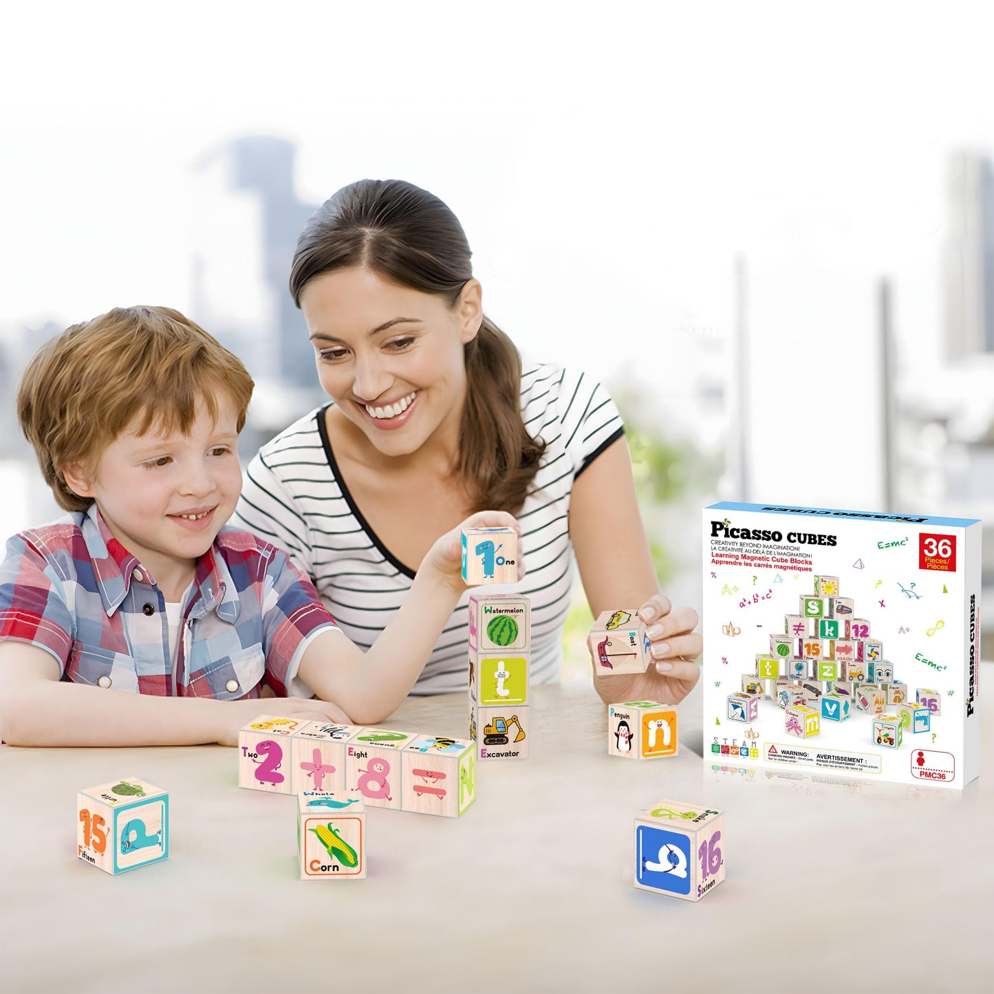 PicassoTiles Magnetic Cubes – 36-Piece Set with 216 Designs for STEAM Learning (Ages 3+)