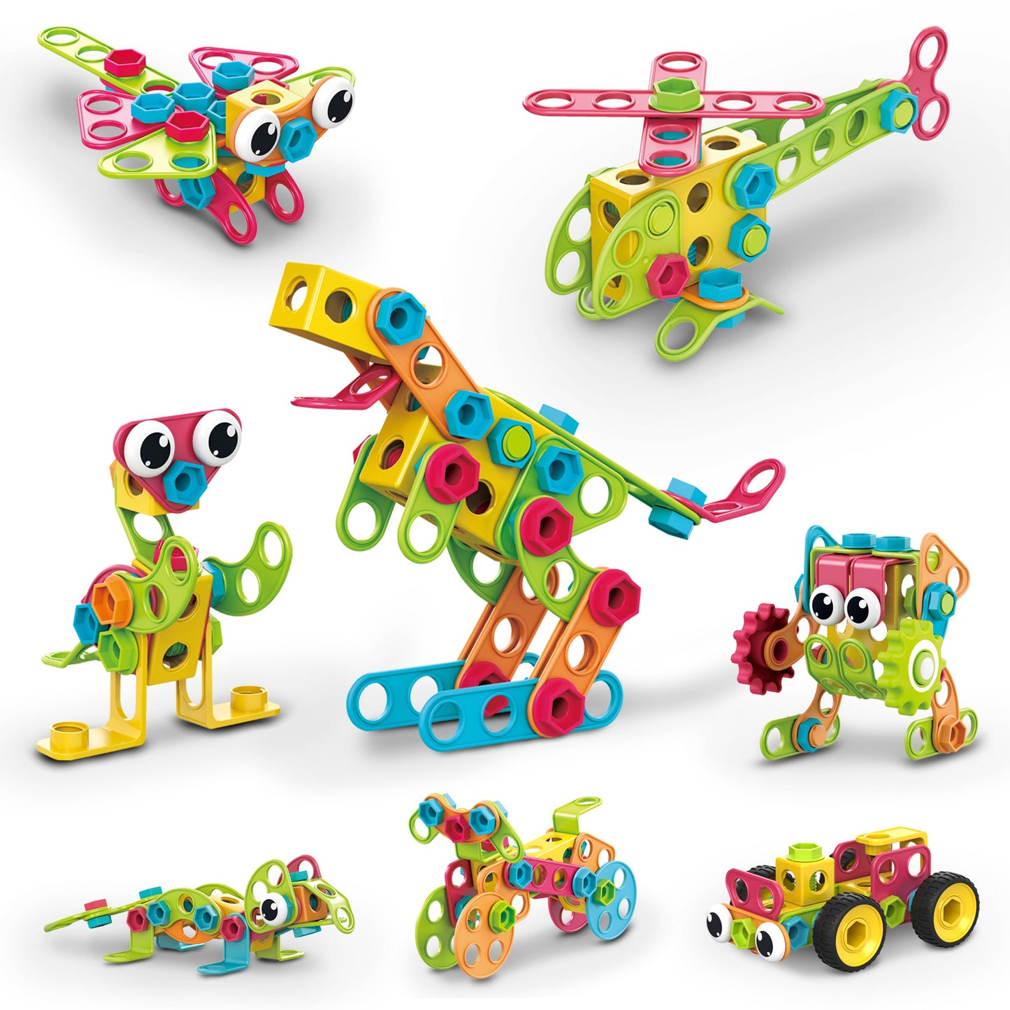 PicassoTiles STEM 250-Piece Building Block Kit for Kids – Construction & Engineering Playset
