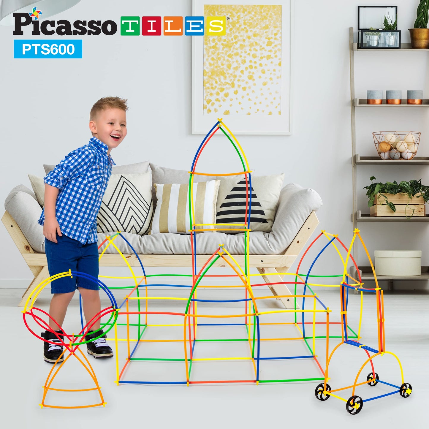 PicassoTiles 600pc Straw Building Set – Creative STEM Toy for Kids 3+