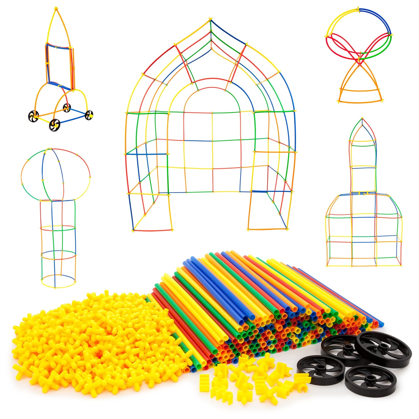PicassoTiles 600pc Straw Building Set – Creative STEM Toy for Kids 3+