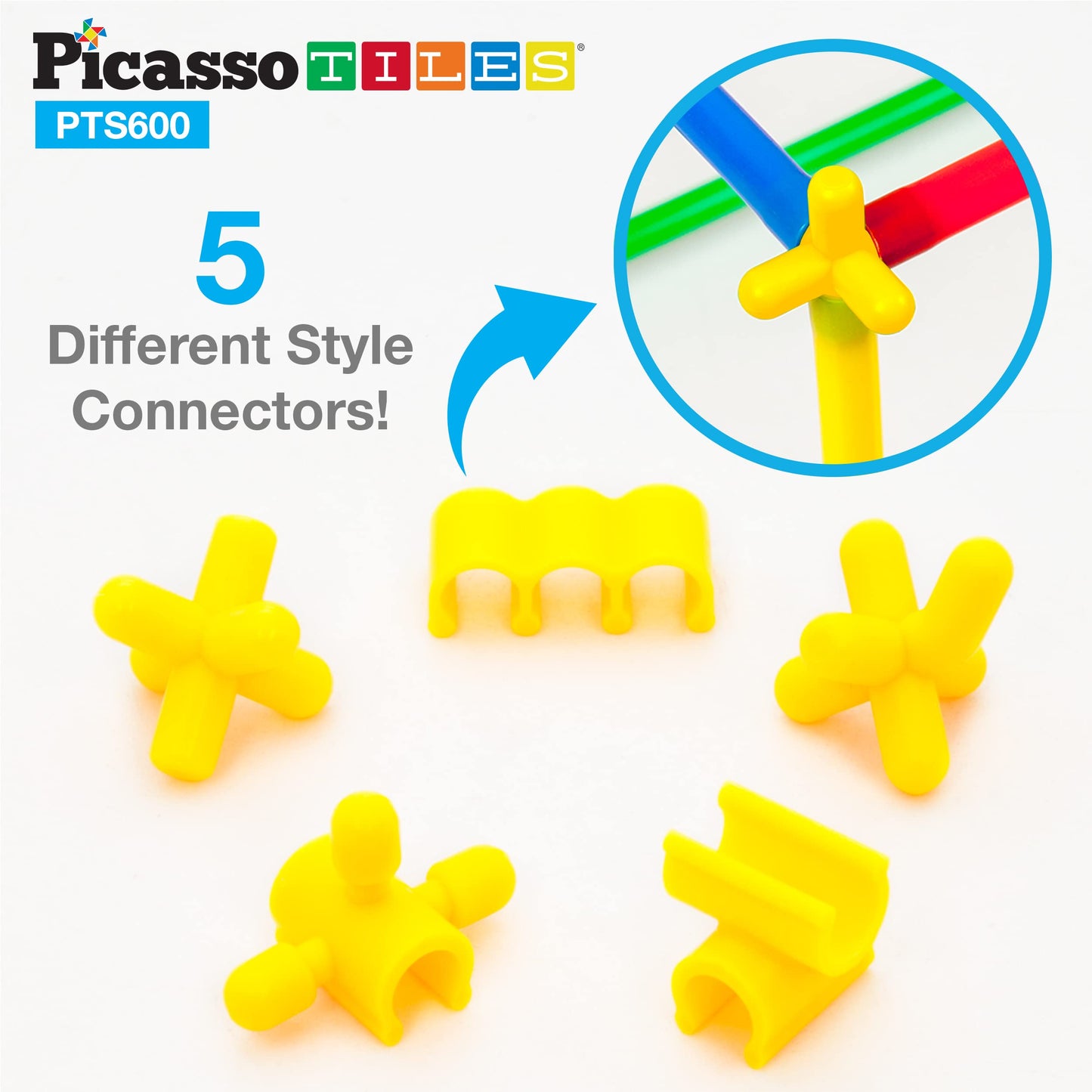 PicassoTiles 600pc Straw Building Set – Creative STEM Toy for Kids 3+