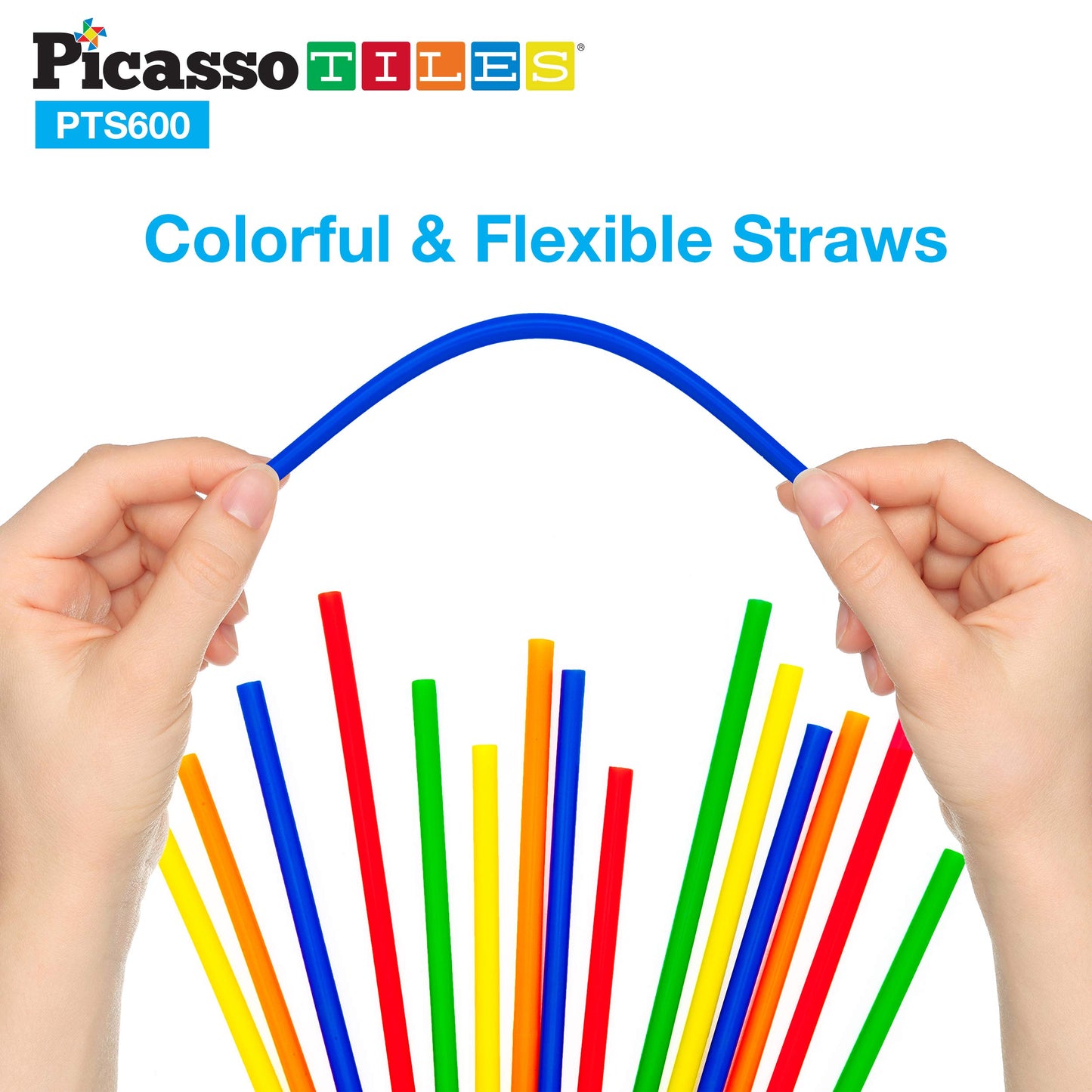 PicassoTiles 600pc Straw Building Set – Creative STEM Toy for Kids 3+
