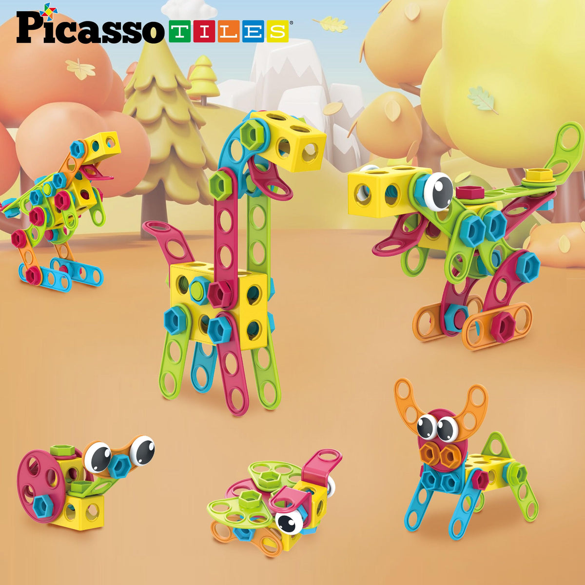 PicassoTiles 115-Piece Building Blocks Set | STEM Toy for Kids 3+ | Free IdeaBook