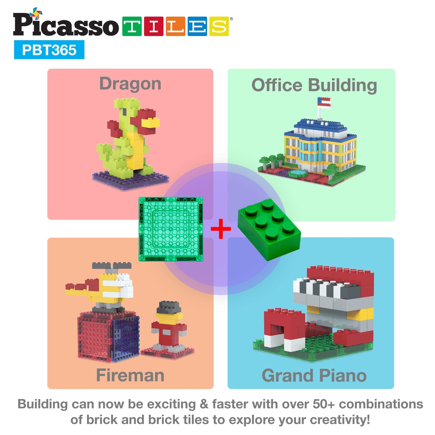 PicassoTiles 316-Piece Activity Table with Magnetic Tiles & Storage | STEM Toys for Ages 3+