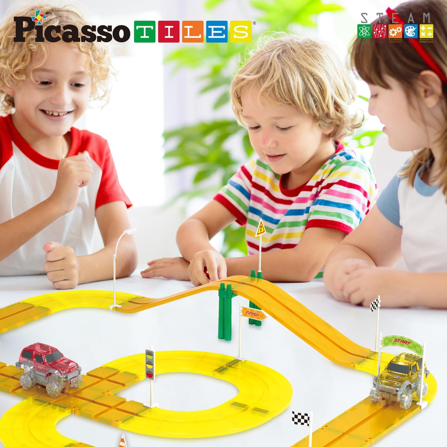 PicassoTiles Magnet Race Track Add-On Kit with Stabilizers & Stickers (Ages 3+)