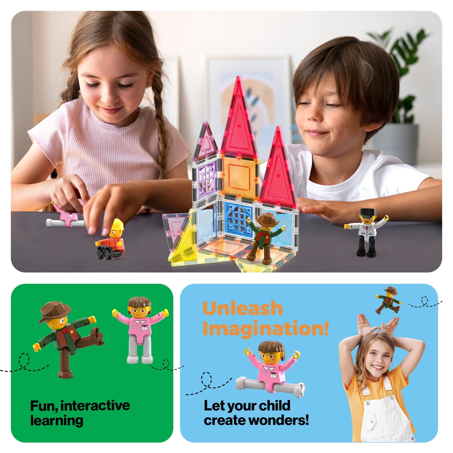 PicassoTiles Profession Character Figures – Magnetic STEM Add-On Pack for Kids (PTA02)