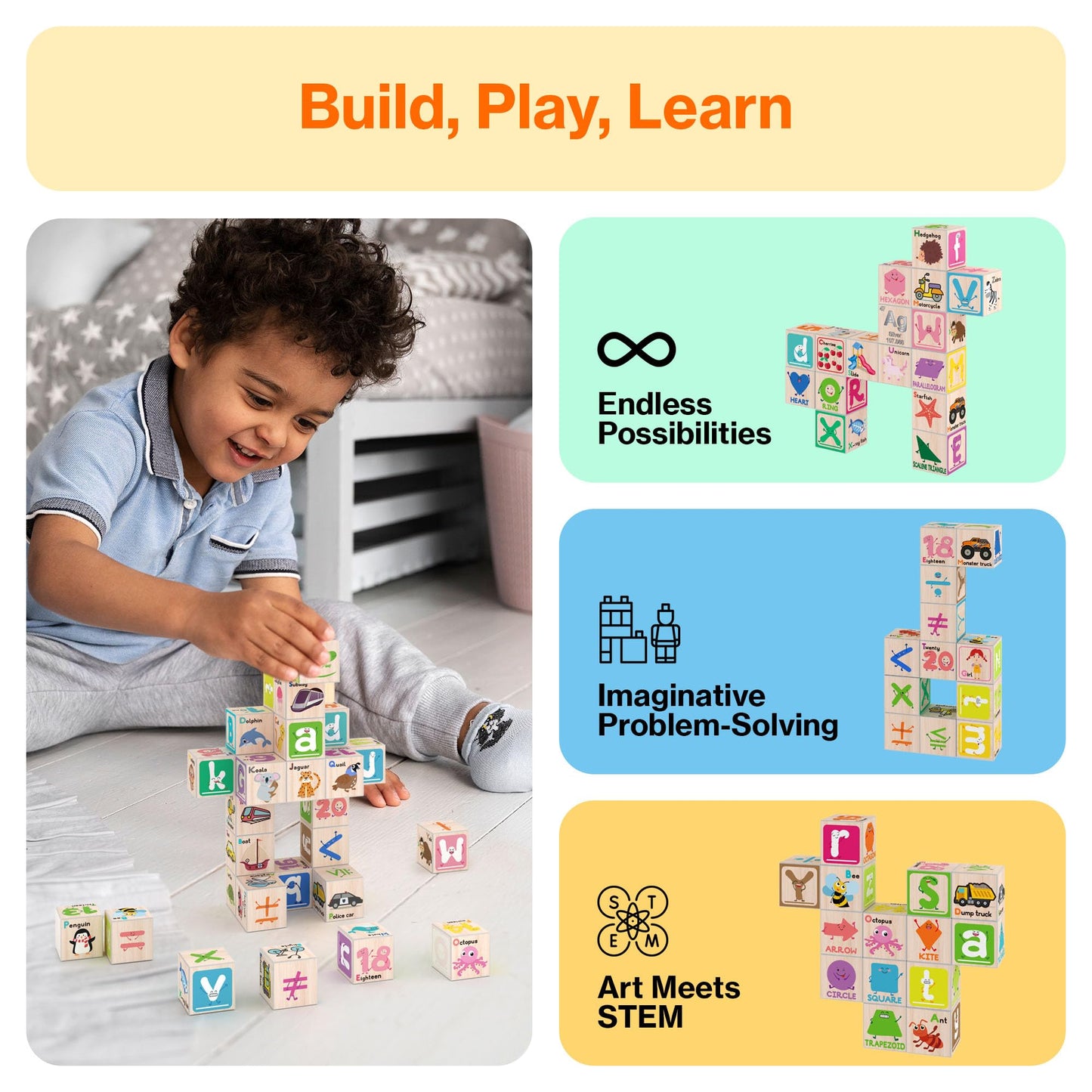 PicassoTiles Magnetic Cubes – 36-Piece Set with 216 Designs for STEAM Learning (Ages 3+)