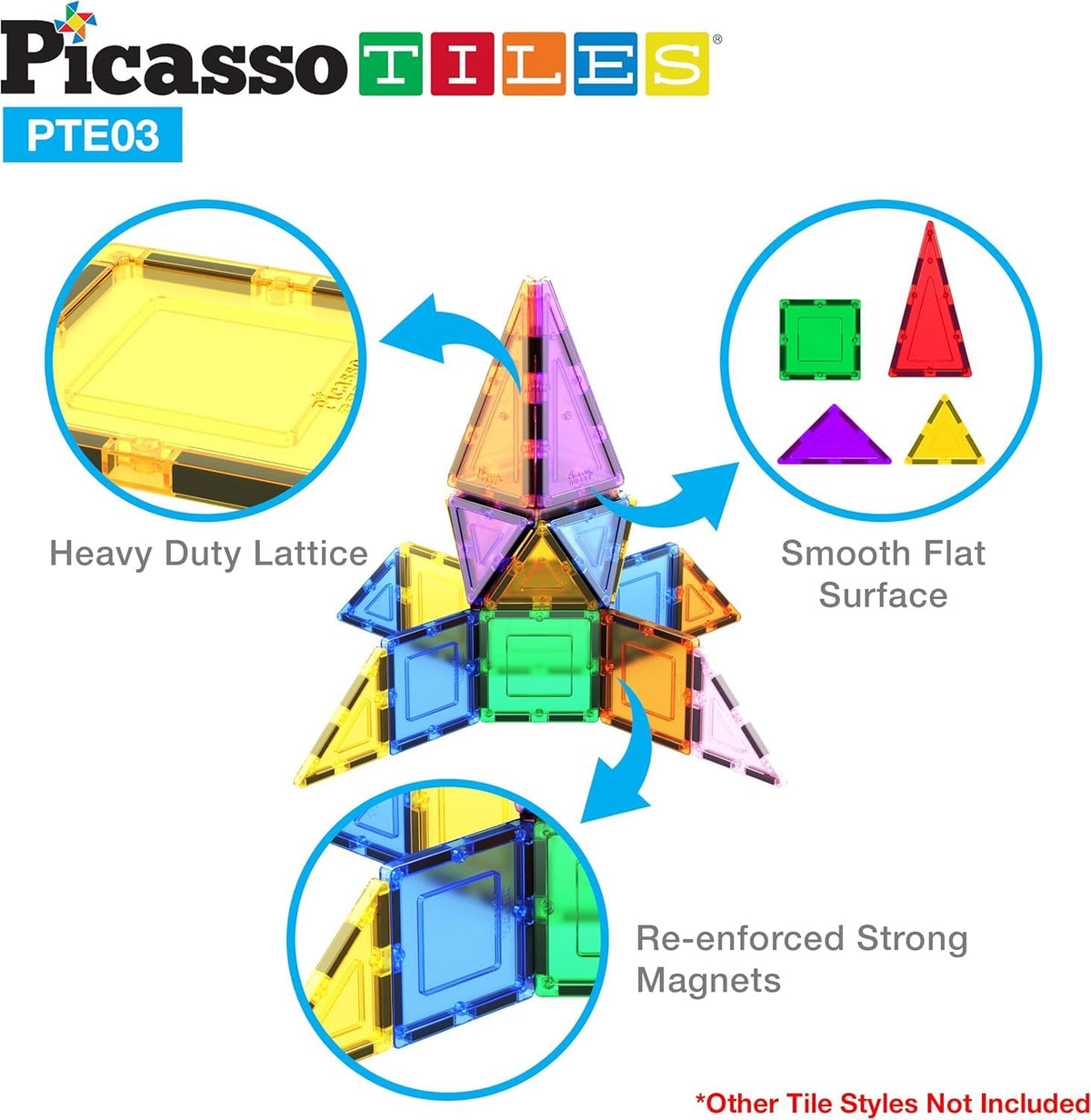 PicassoTiles 12pc Isosceles Triangle Magnet Tiles – STEM Building Set Expansion