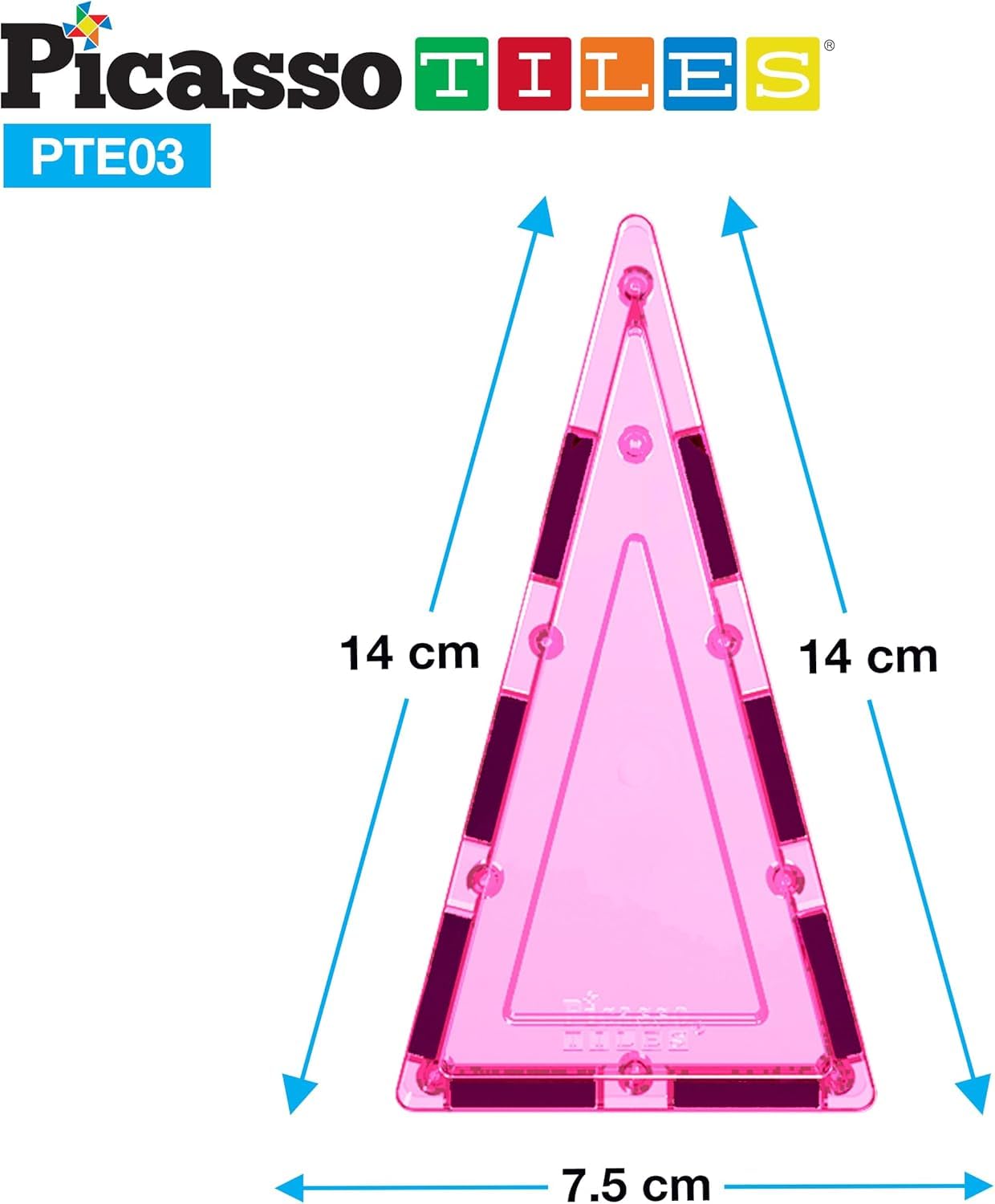 PicassoTiles 12pc Isosceles Triangle Magnet Tiles – STEM Building Set Expansion