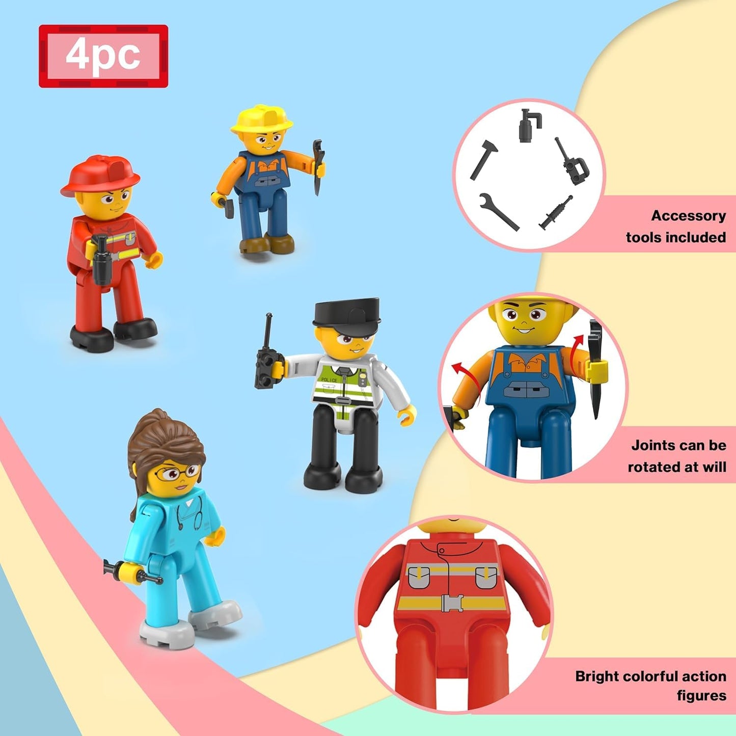 PicassoTiles Magnetic Astronaut Figures – 4-Piece STEM Building Toy Set for 3+ | PTA17