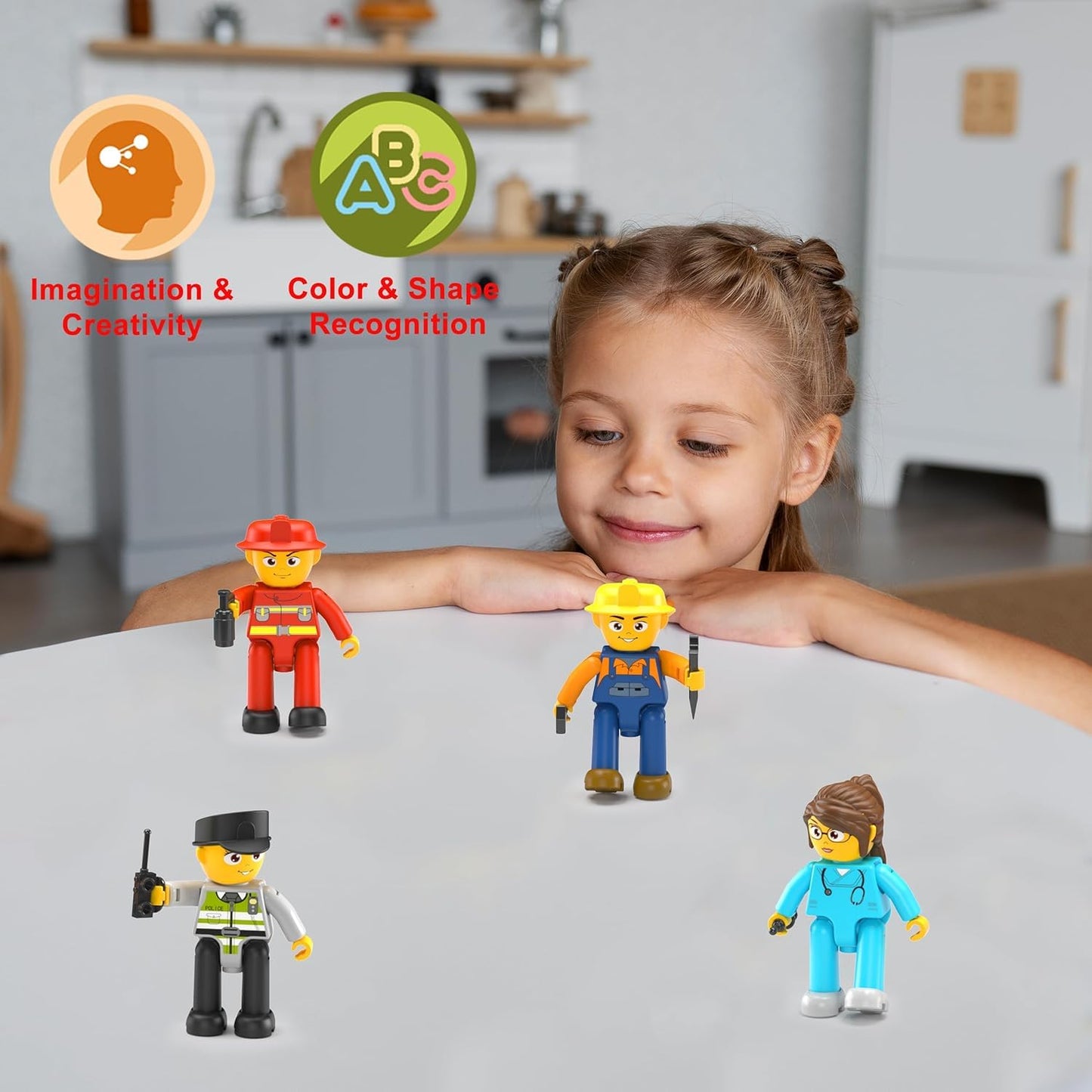 PicassoTiles Magnetic Astronaut Figures – 4-Piece STEM Building Toy Set for 3+ | PTA17