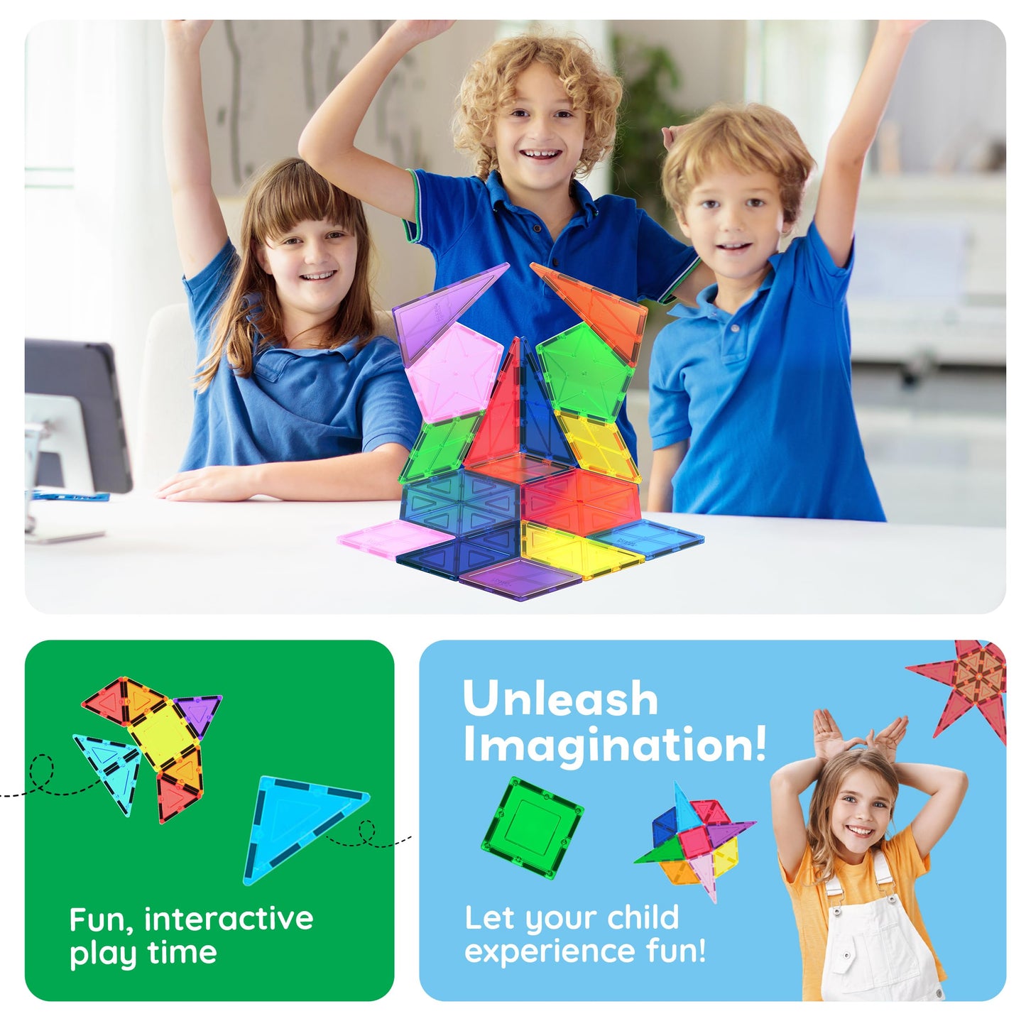 PicassoTiles Geometry Shape Magnet Tiles – Magnetic Building Set for STEM Learning (PT16)
