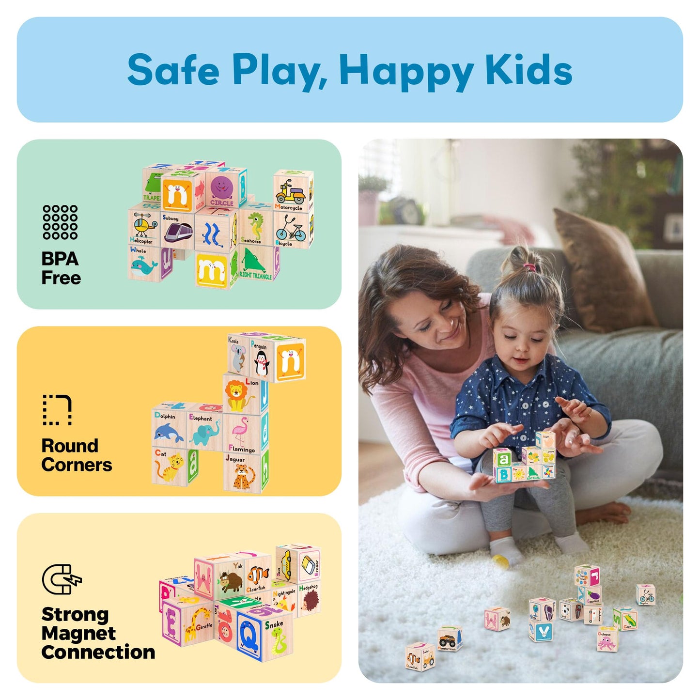 PicassoTiles Magnetic Cubes – 36-Piece Set with 216 Designs for STEAM Learning (Ages 3+)
