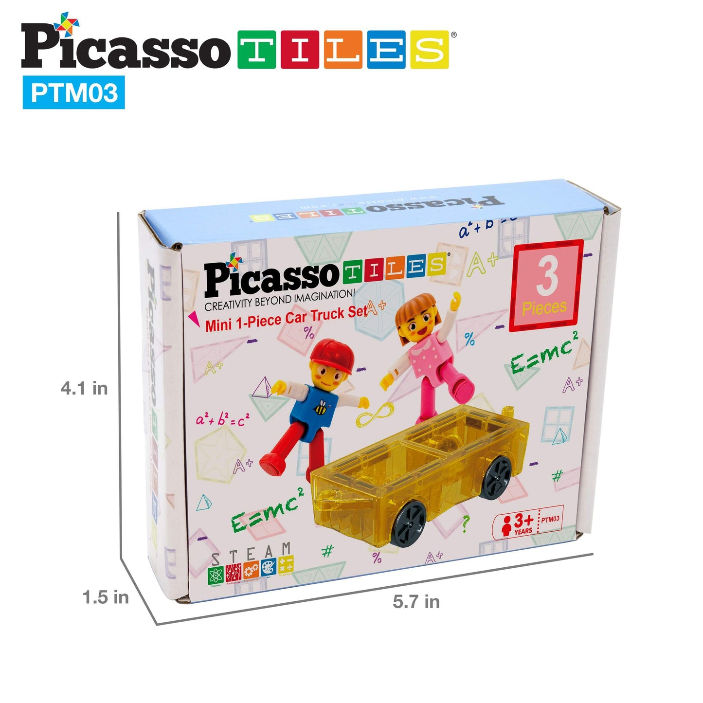 PicassoTiles Mini Magnetic Car Expansion Set – STEM Toy with Figures for Kids 3+