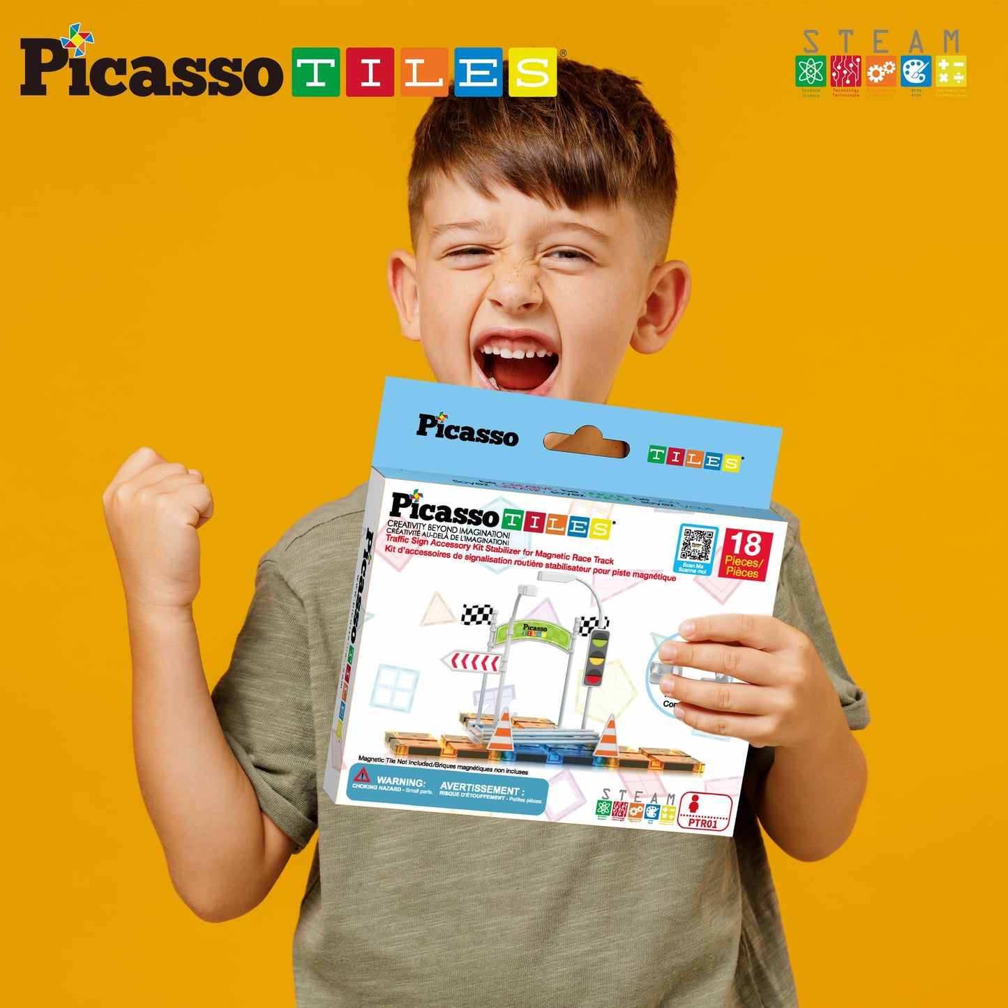 PicassoTiles Magnet Race Track Add-On Kit with Stabilizers & Stickers (Ages 3+)